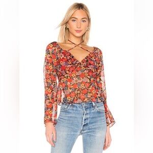 House of Harlow 1960 x REVOLVE Tess Blouse in Red Mixed Floral